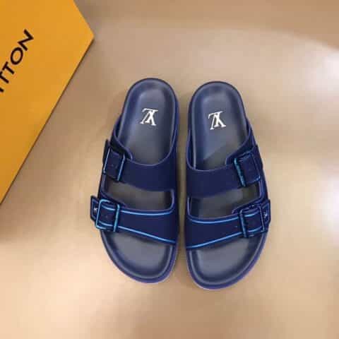 LV/路易威登   哑光黑色头层小牛皮材质奢品Trainer 凉拖鞋