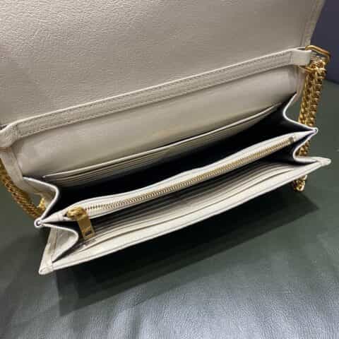 Saint laurent Ysl Becky菱形绗缝小羊皮链条包 585031白色