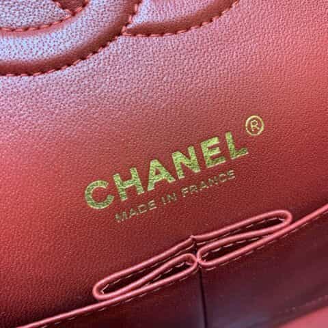 Chanel香奈儿 CF25 Classic flap bag A01112红色羊皮金扣