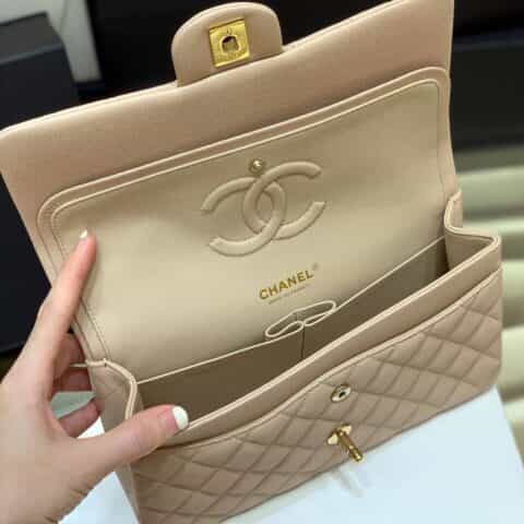 Chanel CF25 Classic flap bag A01112粉色小球纹金扣