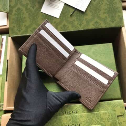 Gucci GG Supreme高级人造帆布条纹织带钱包 597606pvc啡