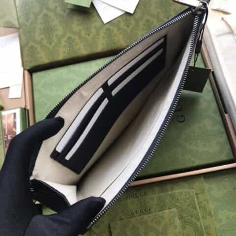 Gucci GG 钻石菱格纹图案手拿包 661105红色帆布/蓝皮