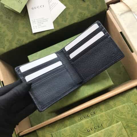 Gucci GG 钻石菱格纹图案钱夹 657572绿色帆布/蓝皮