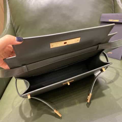 Saint laurent Ysl Manhattan暗绿色牙签纹曼哈顿法棍包579271
