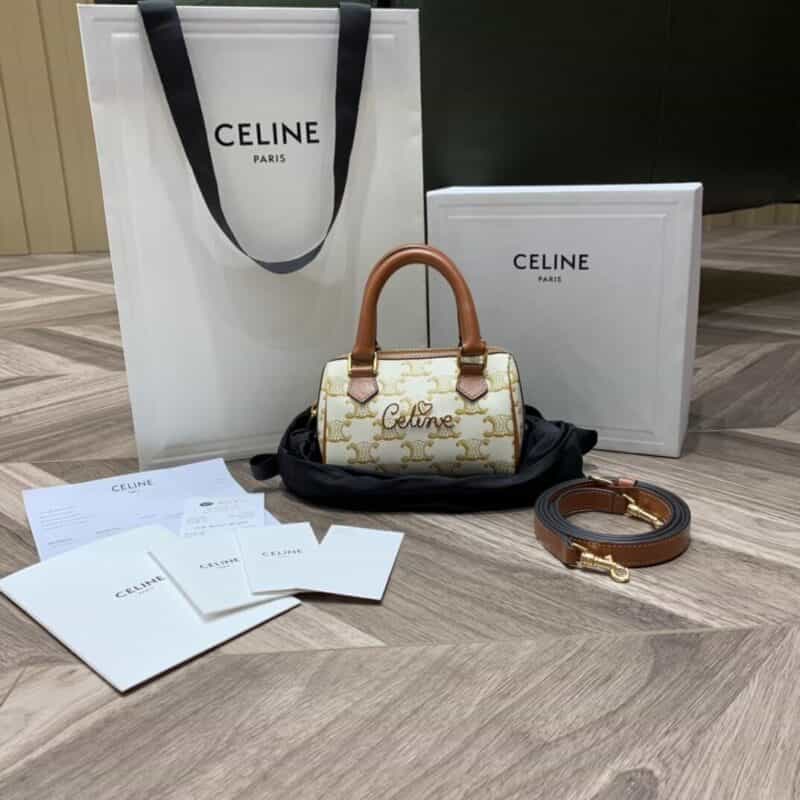 Celine Mini Boston 爱心刺绣款枕头包 196892情人节