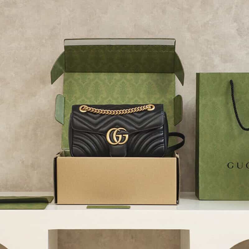 Gucci GG Marmont small matelassé shoulder bag 443497黑色