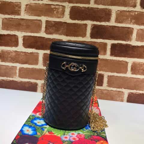 GUCCI古驰绗缝牛皮链条圆筒化妆包572298