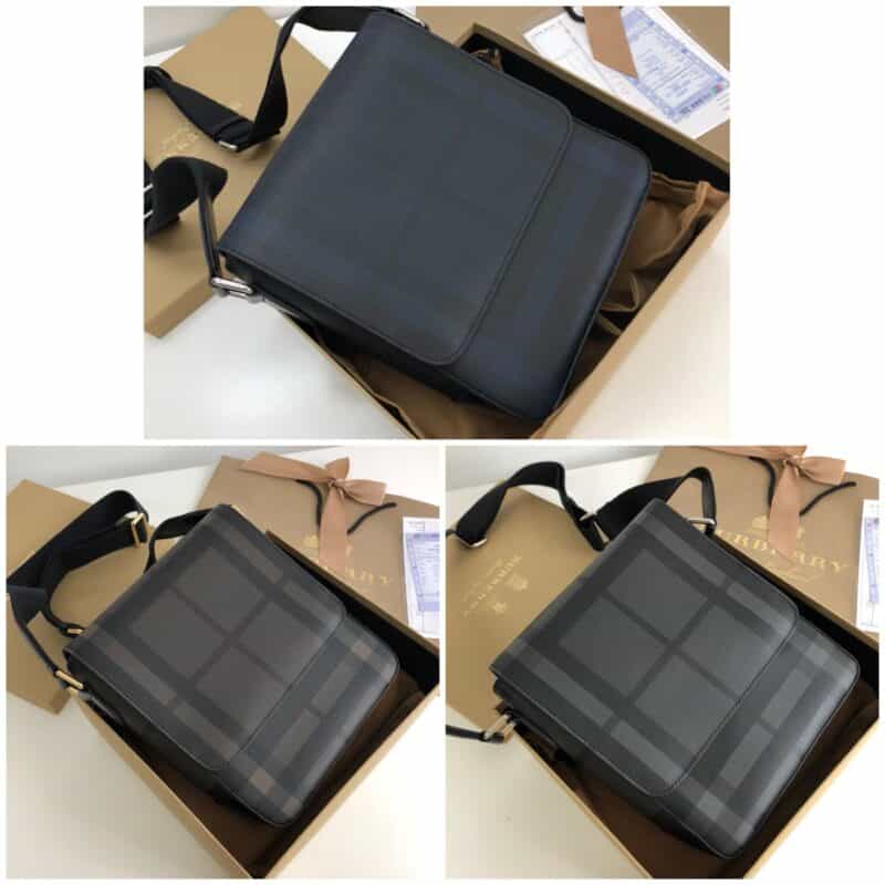 Burberry巴宝莉烟熏格纹翻折式斜背包