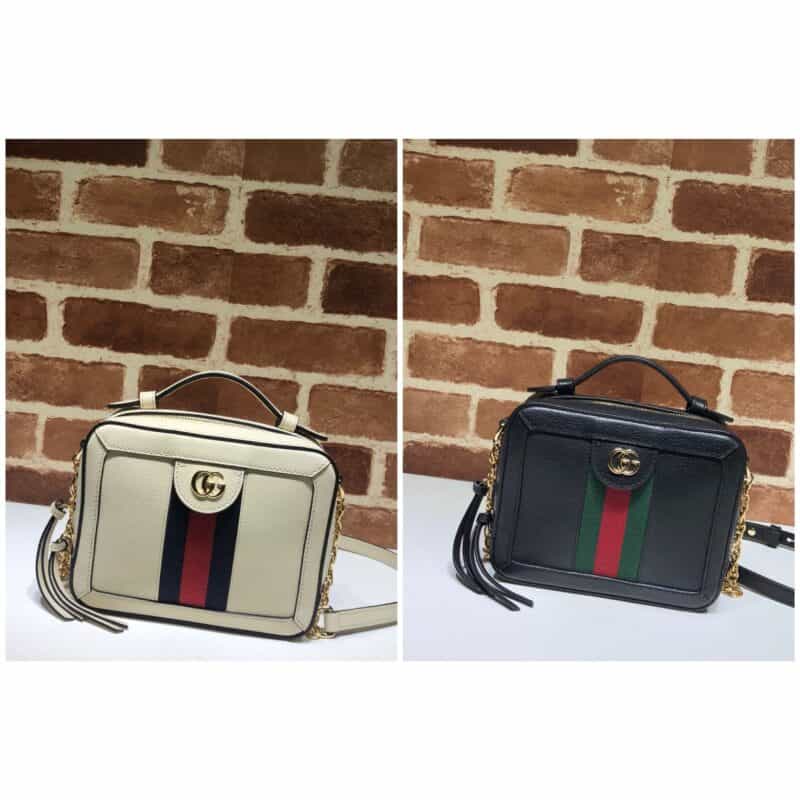 GUCCI古驰红绿条纹皮革方形单肩包602576