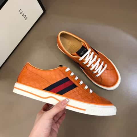 Gucci古驰   G家  Tennis 1977系列全真皮系列平板鞋