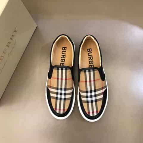 BURBERRY 巴宝莉   Vintage 复古格纹棉与哑光小牛皮材质B家男士经典低帮运动鞋
