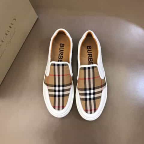 BURBERRY 巴宝莉   Vintage 复古格纹棉与哑光小牛皮材质B家男士经典低帮运动鞋
