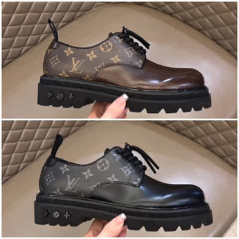 LV/路易威登   2021新款Monogram 纹饰的镜面小牛皮男士德比皮鞋