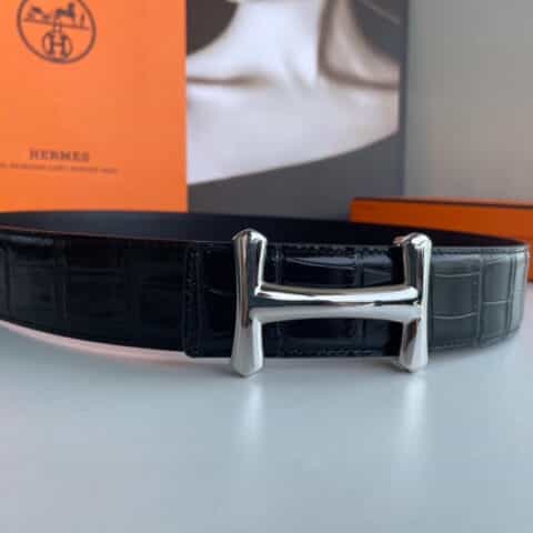 hermes爱马仕   精钢H鸡腿扣&进口牛皮压制鳄鱼纹38mm