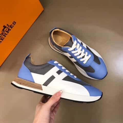 hermes爱马仕   拼接原版透气网布男士拼色运动鞋