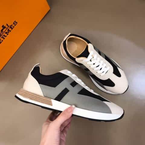 hermes爱马仕   拼接原版透气网布男士拼色运动鞋