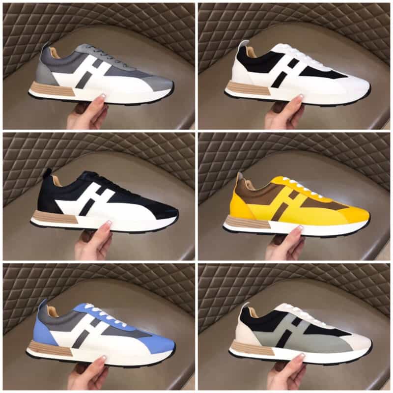 hermes爱马仕   拼接原版透气网布男士拼色运动鞋