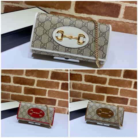 GUCCI古驰马衔扣1955系列双G帆布皮革肩背包621888