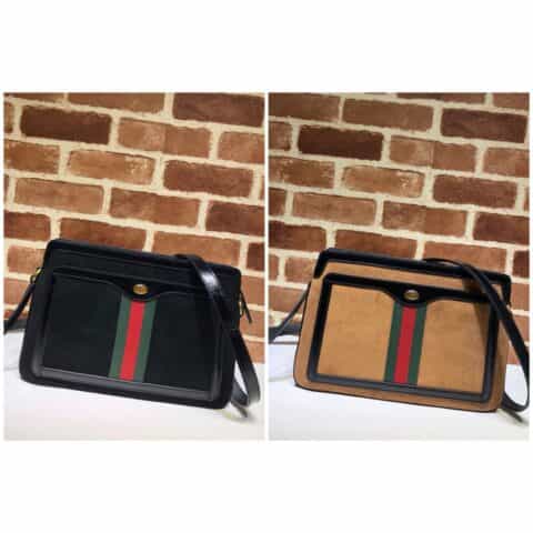 GUCCI古驰栗色磨砂皮中号肩背包523354