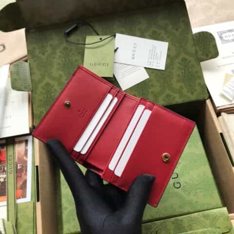 Gucci GG Garden纪念品樱桃钱夹 476050帆布/红皮