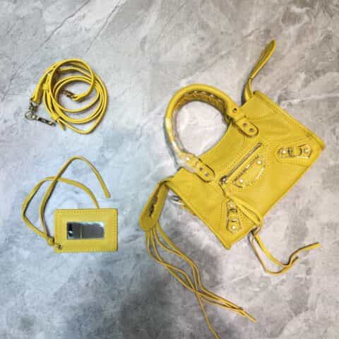 Balenciaga巴黎世家原版山羊皮配金边机车包008