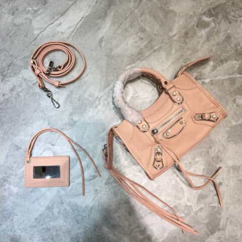 Balenciaga巴黎世家原版山羊皮配银边机车包008