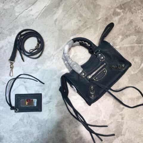 Balenciaga巴黎世家原版山羊皮配银边机车包008