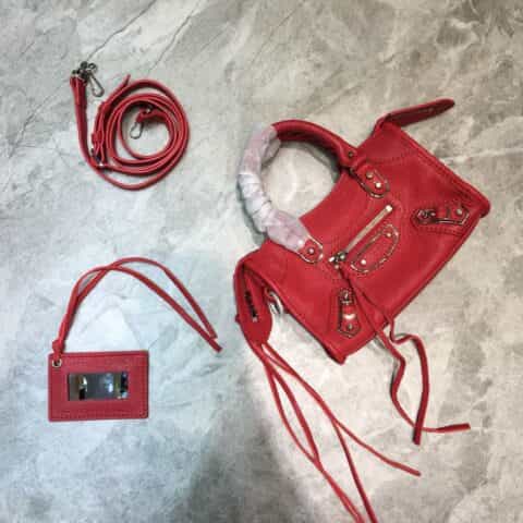 Balenciaga巴黎世家原版山羊皮配银边机车包008