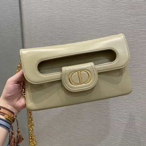 Dior Double中号链条手包 M8641奶油杏