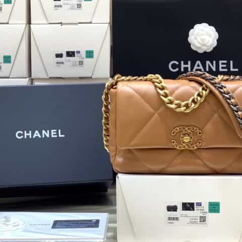 Chanel香奈儿 Flap 19Bag AS1160小号26CM焦糖奶茶色