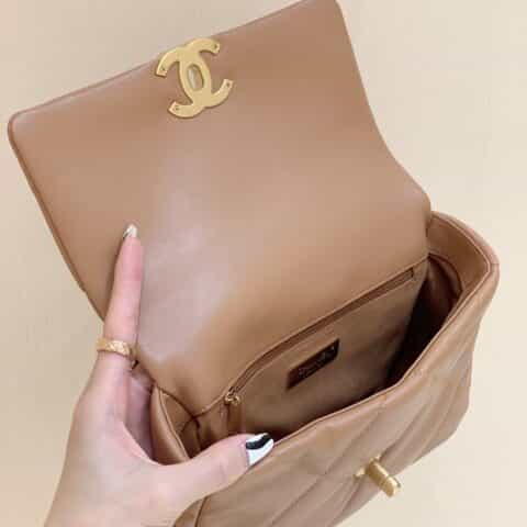 Chanel香奈儿 Flap 19Bag AS1160小号26CM焦糖奶茶色