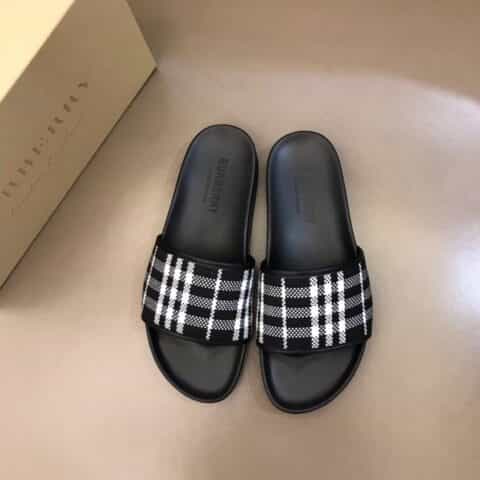 Burberry巴宝莉   纯棉格纹帆布高端精品B家经典男士拖鞋