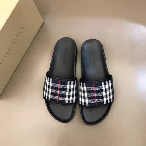Burberry巴宝莉   纯棉格纹帆布高端精品B家经典男士拖鞋