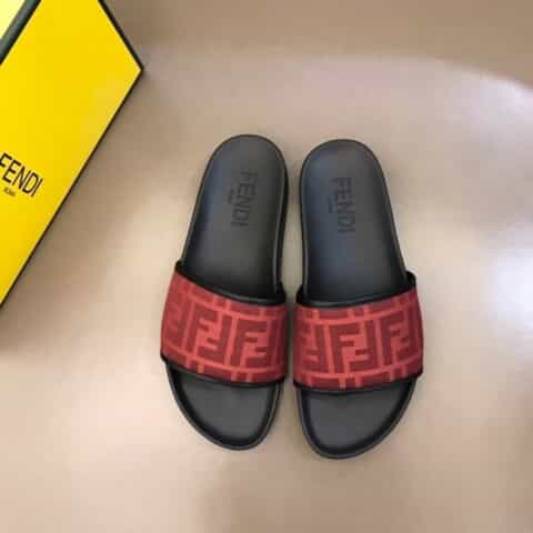 FENDI芬迪  老花高密度帆布面D家经典夏季男士拖鞋