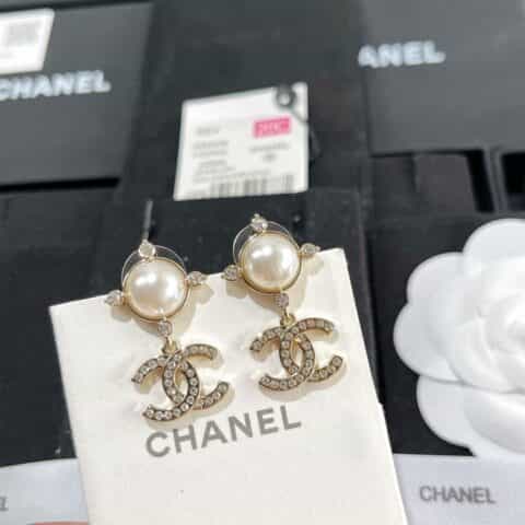 2021新款 CHANEL香奈儿双c珍珠耳钉耳环