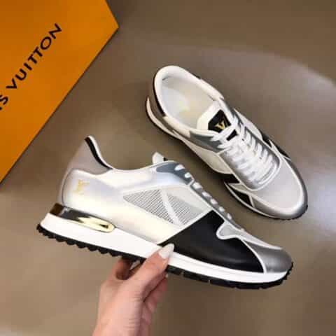 LV/路易威登   小牛皮撞色拼接透气网面春夏款男士Run Away 运动鞋