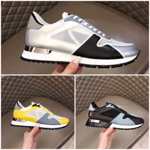 LV/路易威登   小牛皮撞色拼接透气网面春夏款男士Run Away 运动鞋