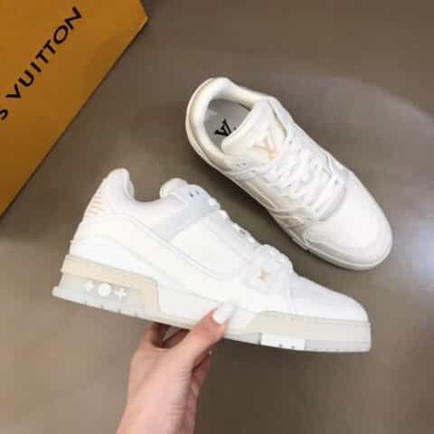 LV/路易威登    2021春夏新配色白色Monogram 丹宁布男士Trainer运动鞋