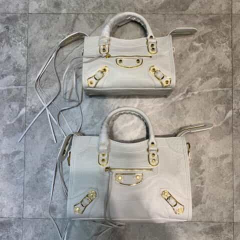 Balenciaga巴黎世家原版鳄鱼纹牛皮配金边机车包228 669