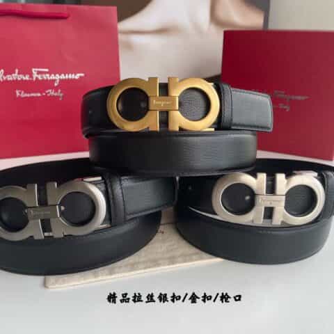 Ferragam菲拉格慕   双面用细腻头层牛皮3.5cm腰带