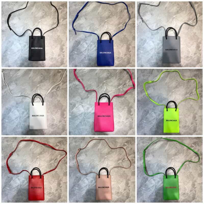 Balenciaga巴黎世家配牛皮肩带迷你手机包