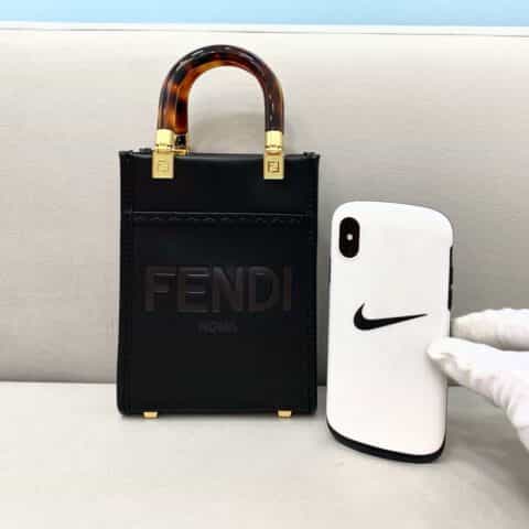 FENDI芬迪全牛皮搭配琥珀手柄手袋8376A