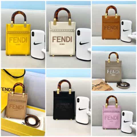 FENDI芬迪全牛皮搭配琥珀手柄手袋8376A