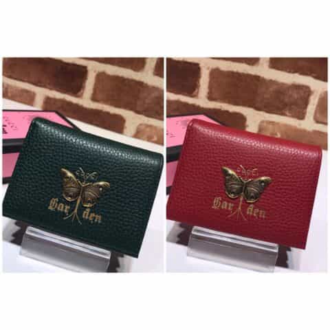 GUCCI古驰皮革饰蝴蝶女士钱包516938