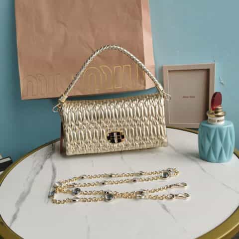 MIUMIU缪缪Cloquet进口小羊皮钻石链条包5BD417