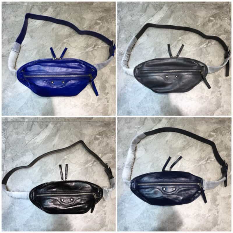 Balenciaga巴黎世家爆裂纹小牛皮材质机车型胸包腰包933