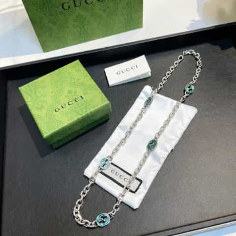 新款Gucci古驰互扣式珐琅双G项链 手链