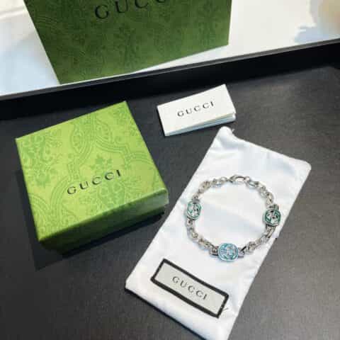 新款Gucci古驰互扣式珐琅双G项链 手链