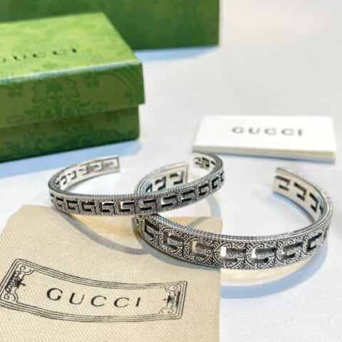 新款Gucci古驰方形G图案纯银手镯手环