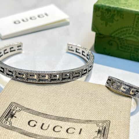 新款Gucci古驰方形G图案纯银手镯手环
